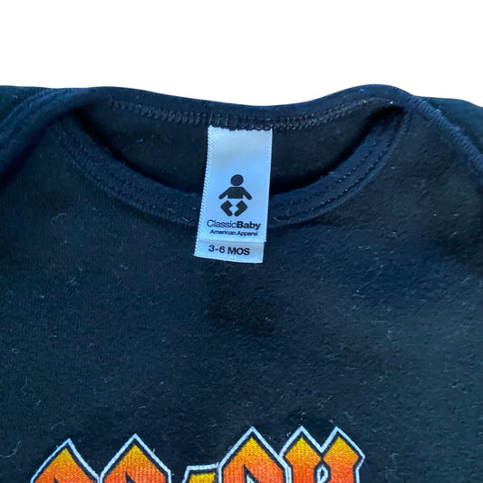 American Apparel ACDC rock band black short sleeve one piece bodysuit SIZE 3-6M