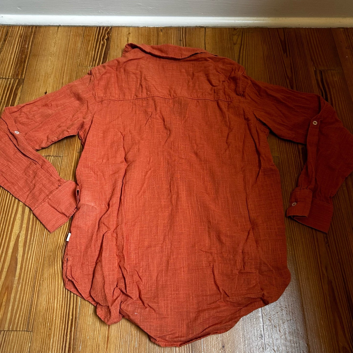 Abercrombie & Fitch orange long sleeve cotton button up shirt SIZE M