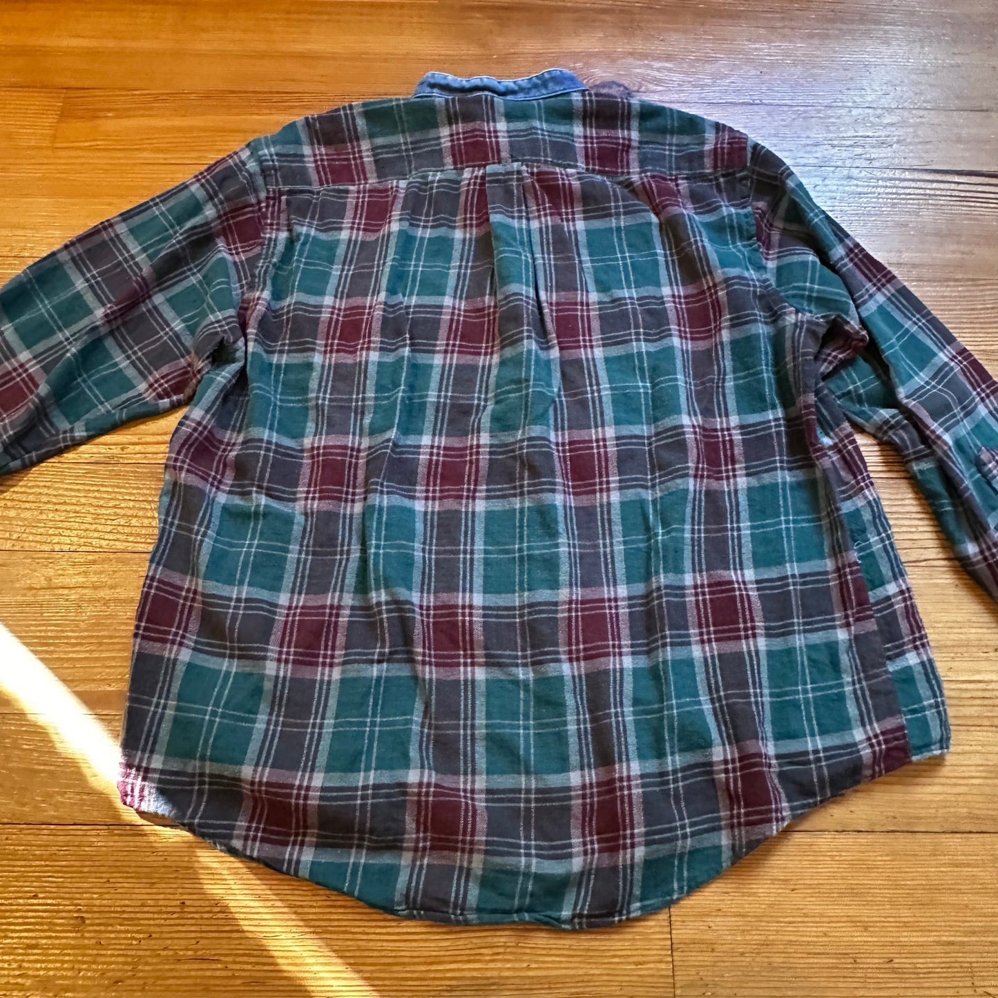 Route 66 grunge red green plaid button up long sleeve shirt SIZE XL