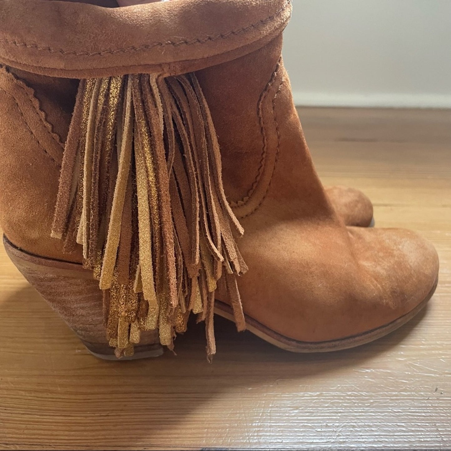 Sam Edelman brown leather side tassel booties SIZE 7.5