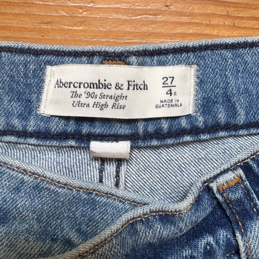Abercrombie & Fitch medium wash asymmetrical button 90s high rise jeans SIZE 4