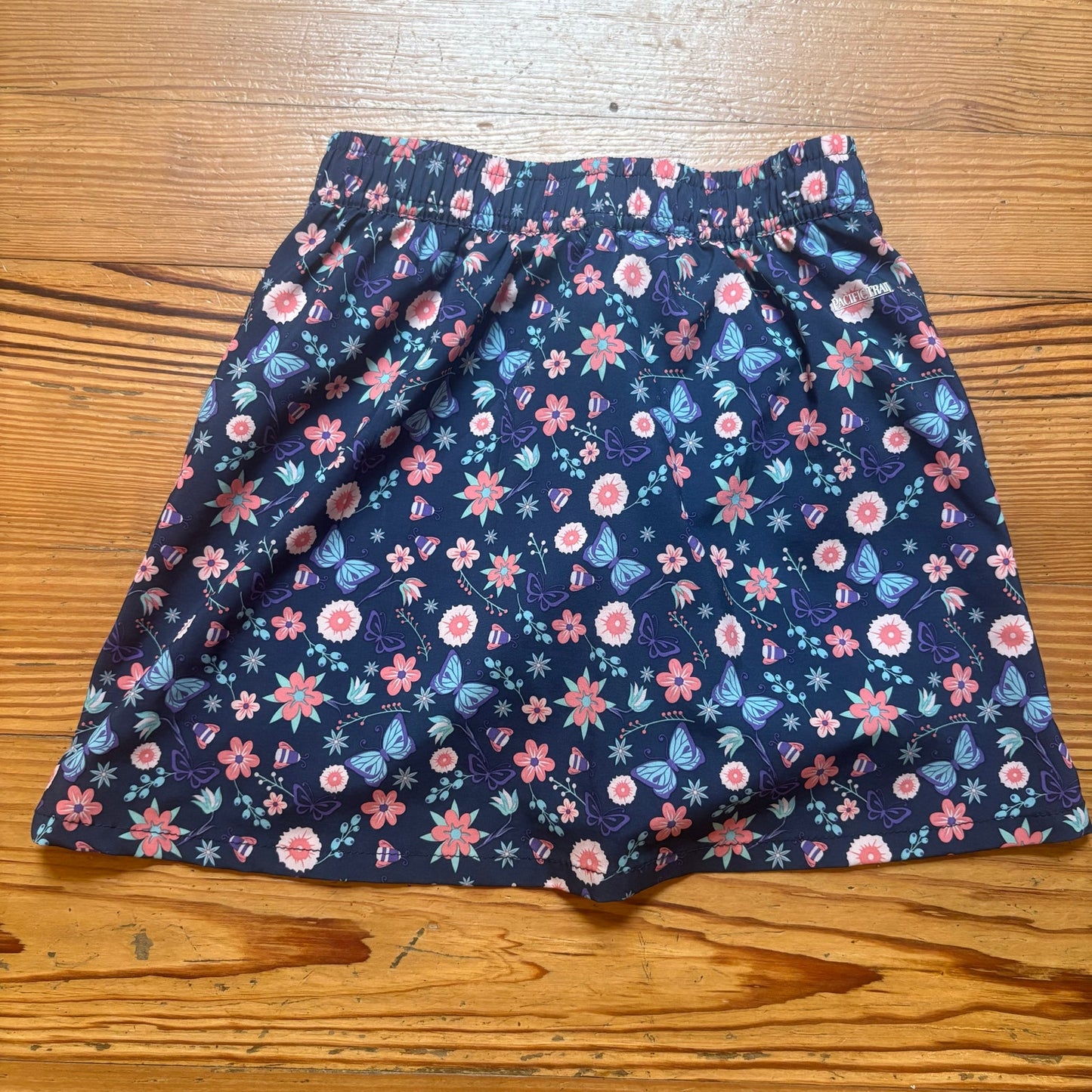 Pacific Trail blue floral athletic lined elastic waist girls skort SIZE XS