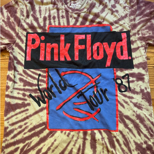Pink Floyd 87' World Tour replica brown tie dyed short sleeve shirt SIZE L