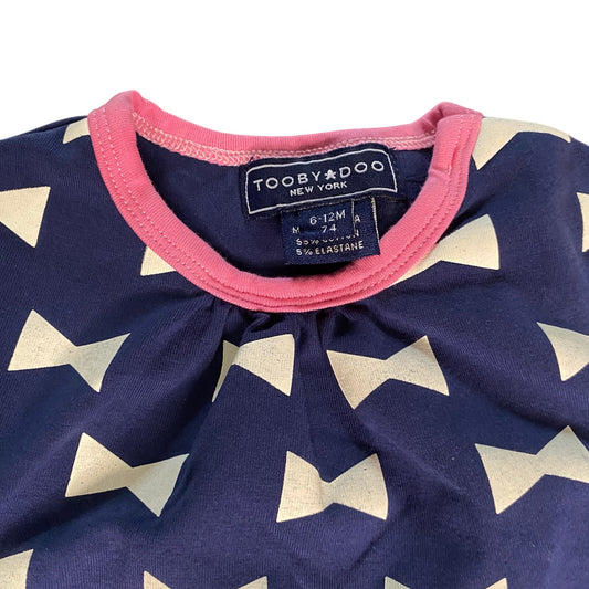 Tooby Doo blue yellow bow color block short sleeve dress SIZE 6-12M