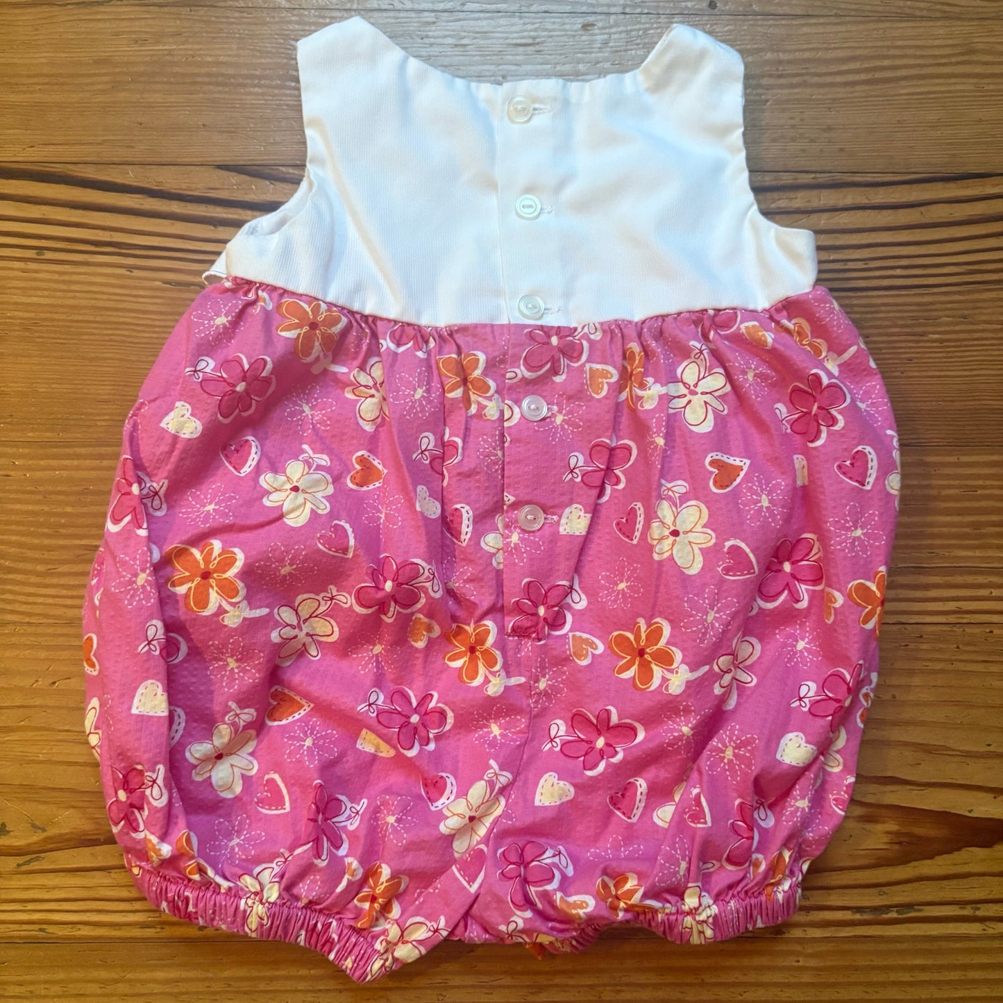B.T. Kids 90s pink white floral sleeveless bubble one piece SIZE 24M