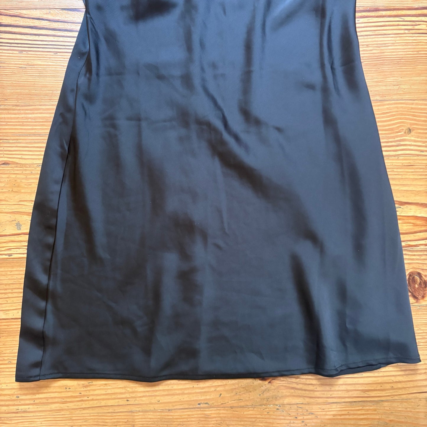 Shein black drape neckline adjustable strap slip dress SIZE L