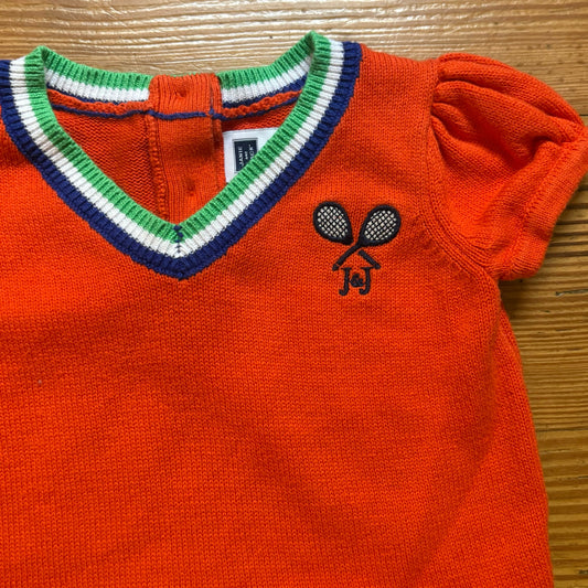 Janie and Jack orange short sleeve varsity tennis ruffle shirt SIZE 12-18M