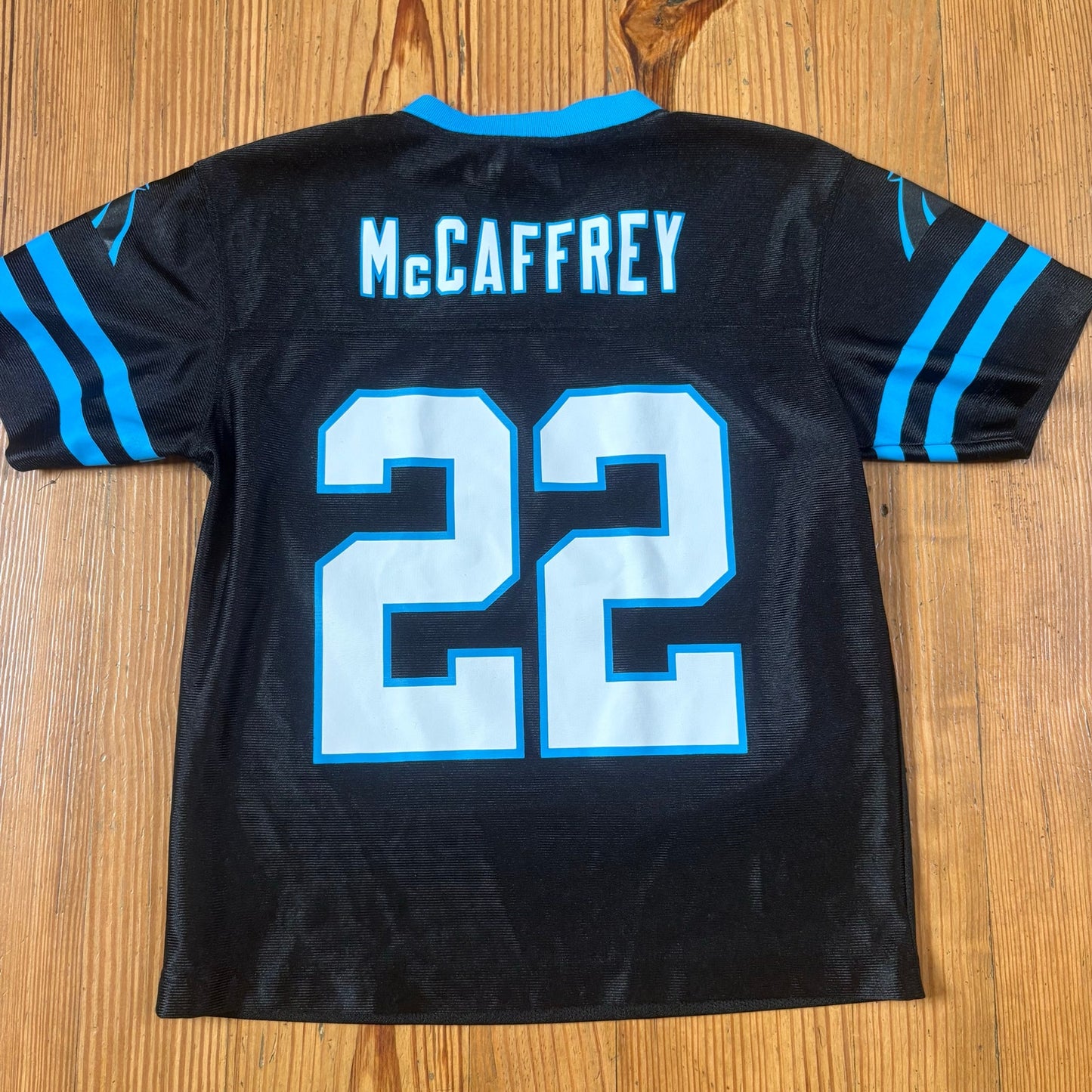 Carolina Panthers McCaffrey 22 black blue kids jersey SIZE M