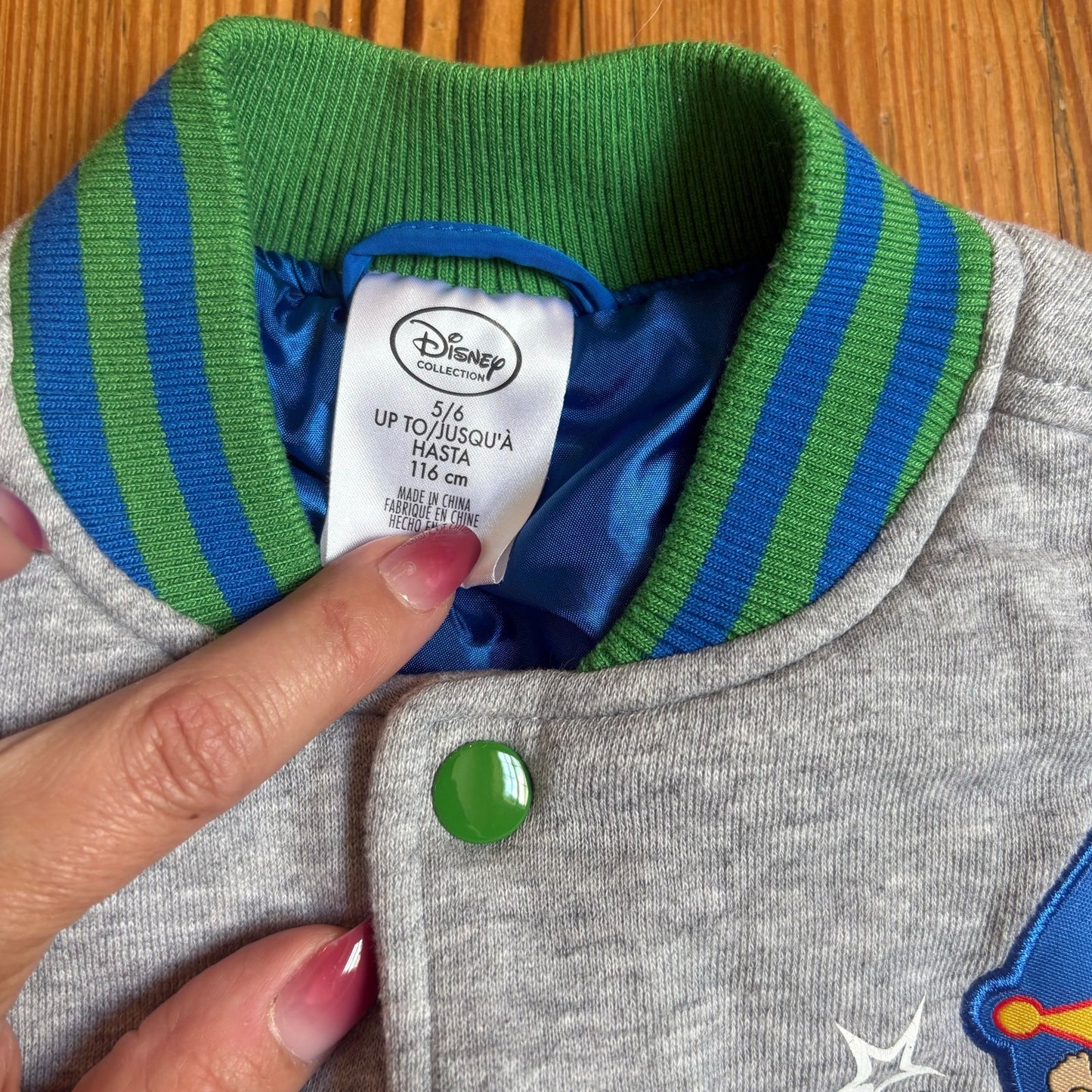Disney Toy Story light gray blue graphic varsity cotton jacket SIZE 5