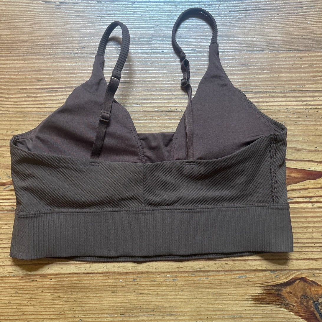 Old Navy dark brown plunge neckline adjustable strap sports bra SIZE M