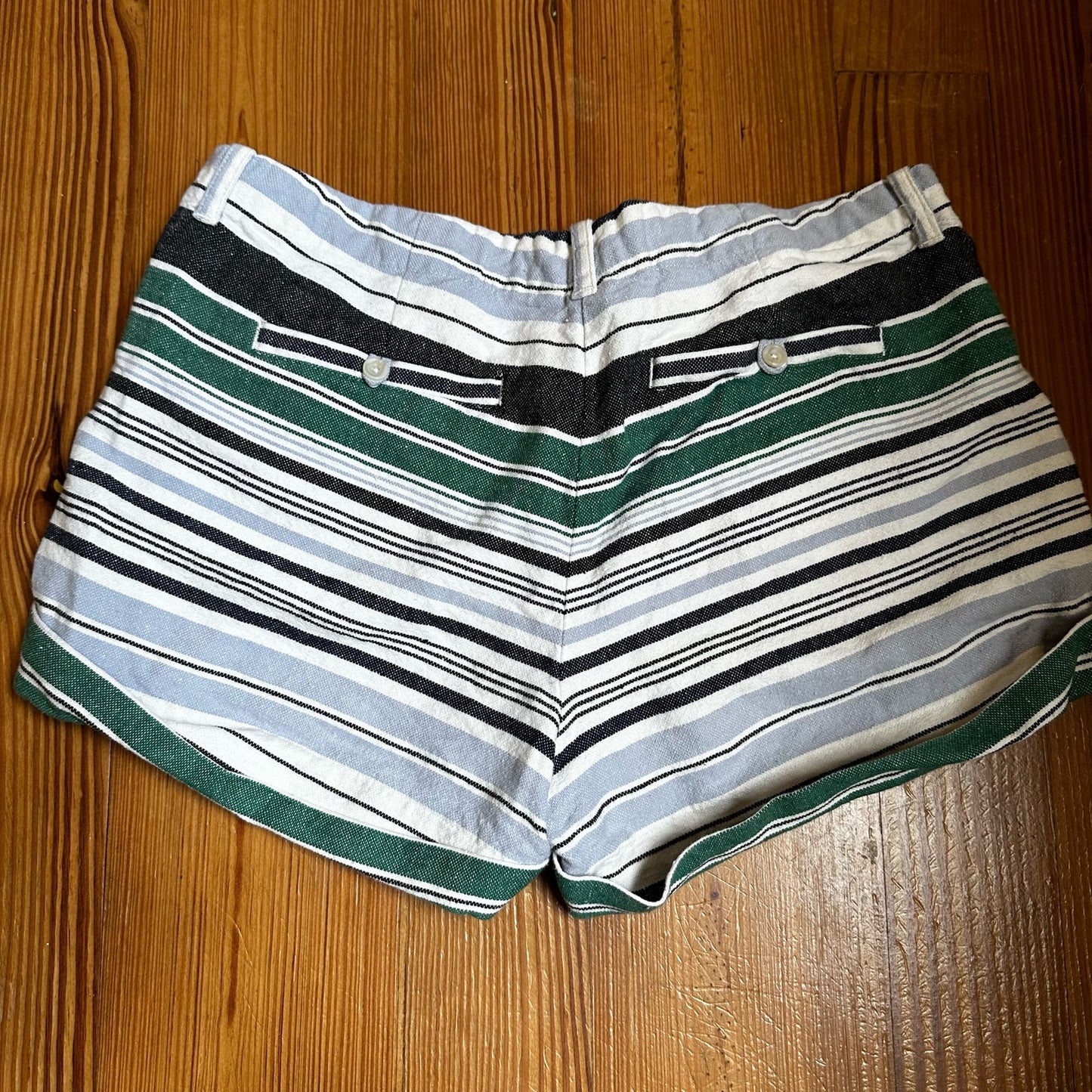 Josie white gray green striped linen shorts SIZE 4