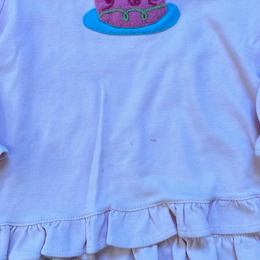 Luigi Kids pink birthday cake ruffle long sleeve shirt SIZE 3T