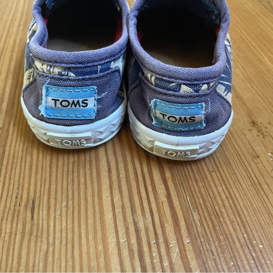 Toms navy blue palm floral slip on toddler sneaker SIZE 6