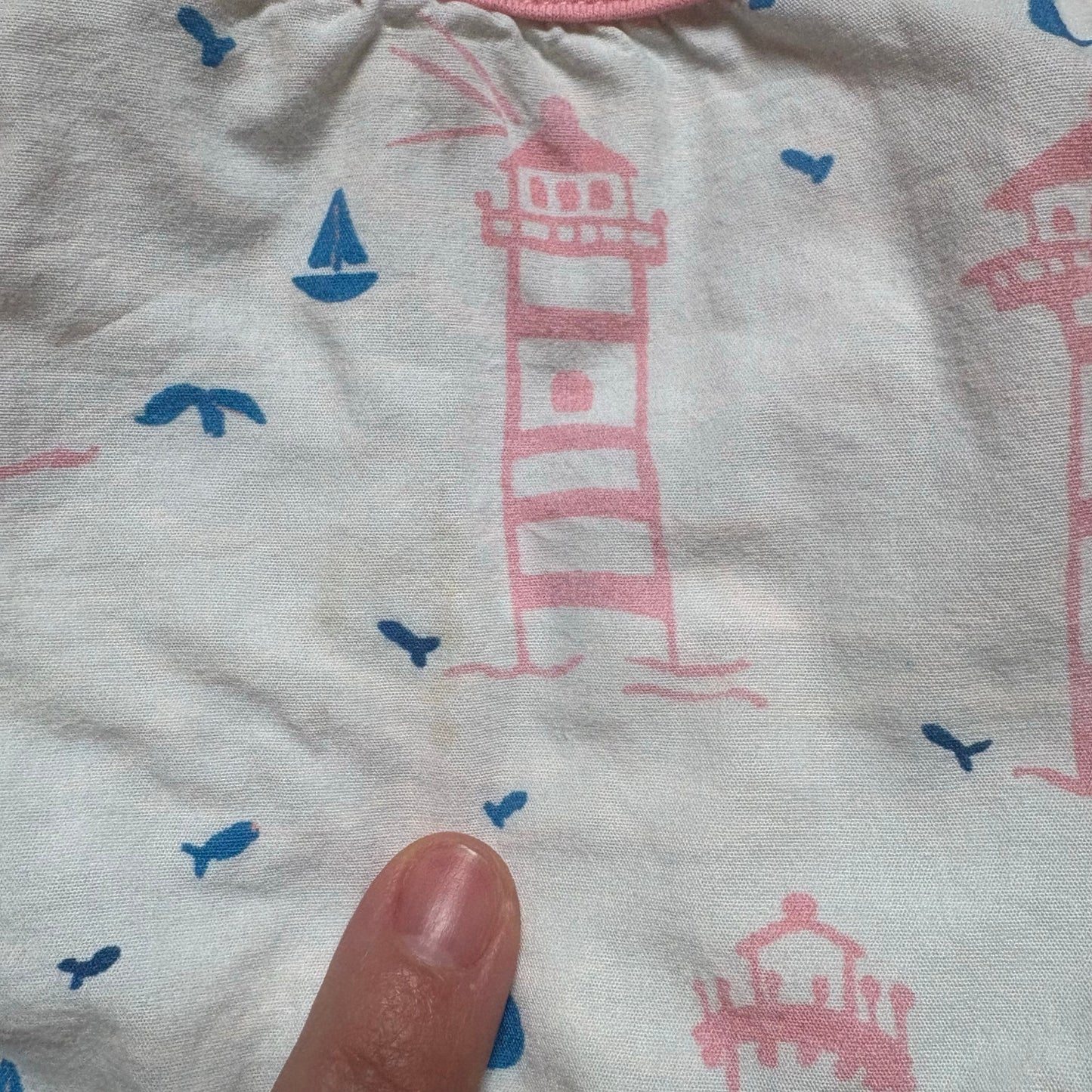 Sweet Honey white lighthouse nautical smocked toddler bubble SIZE 2T