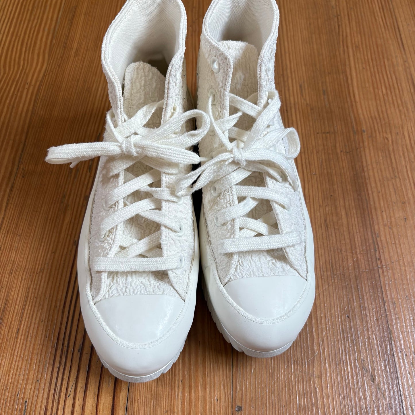 Converse All Star Chuck Taylor white textured high top platform sneakers SIZE 8