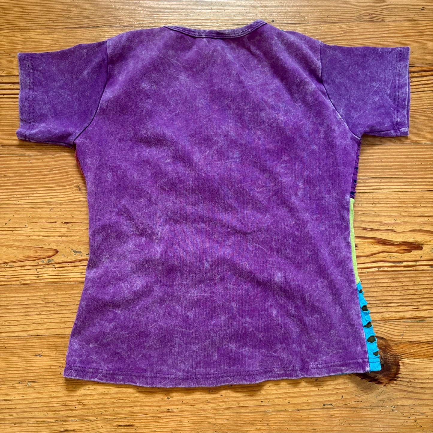 Purple multicolor alien fairy graphic cotton shirt sleeve shirt SIZE S