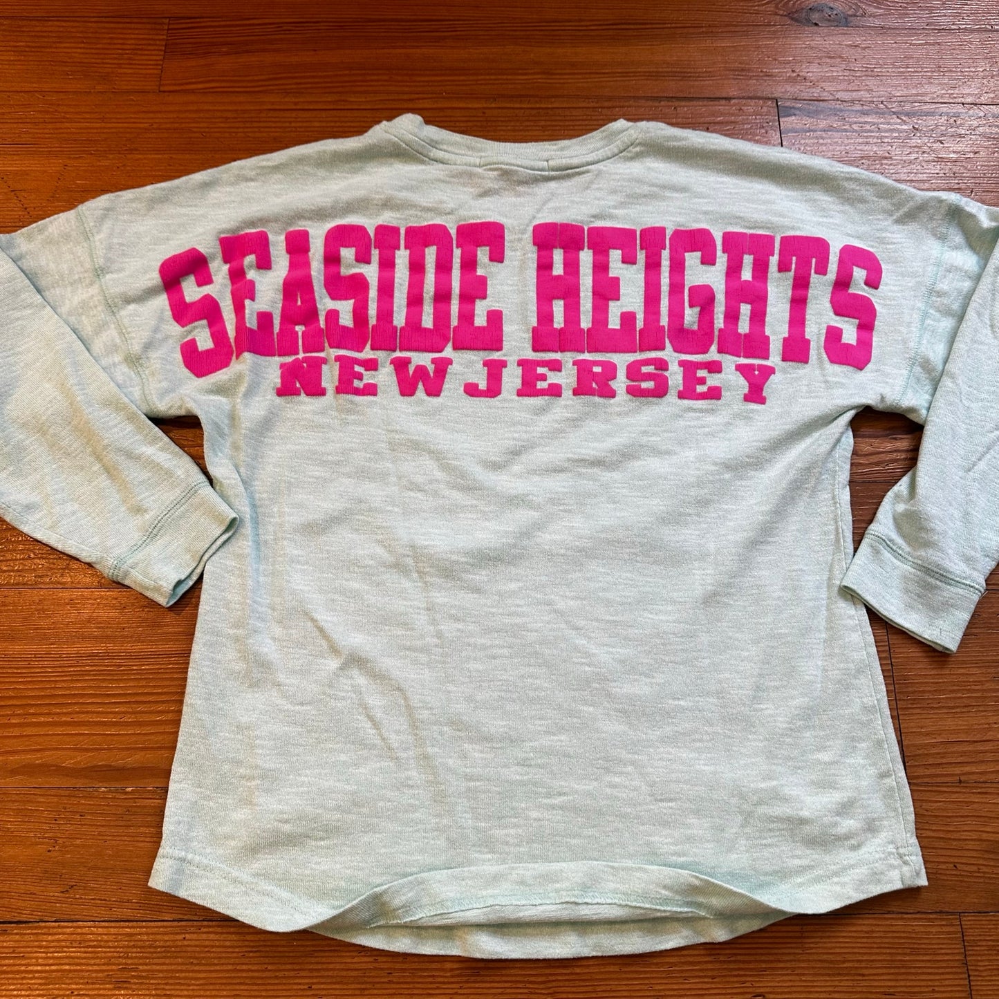 Miami Style light blue Jersey Shore back graphic long sleeve shirt SIZE M