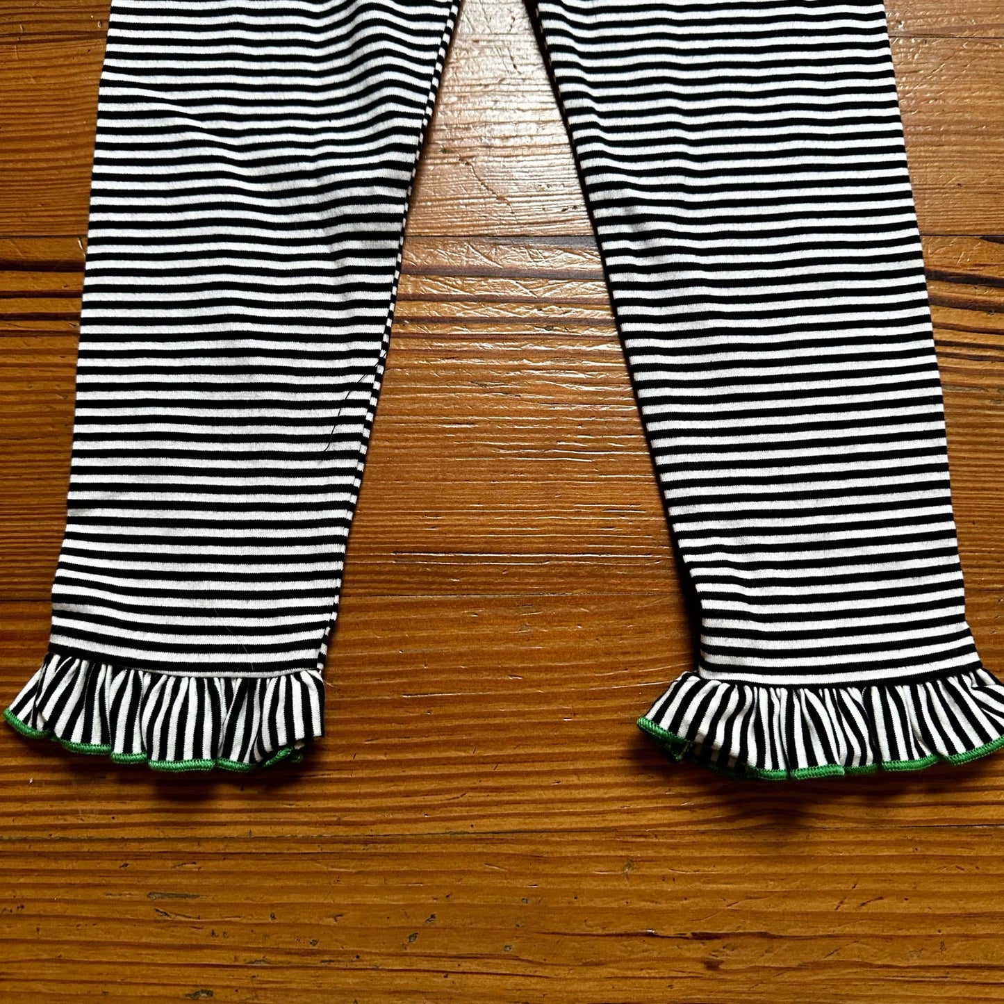 NWT Bonnie Jean black white striped ruffle bottom pants SIZE 6