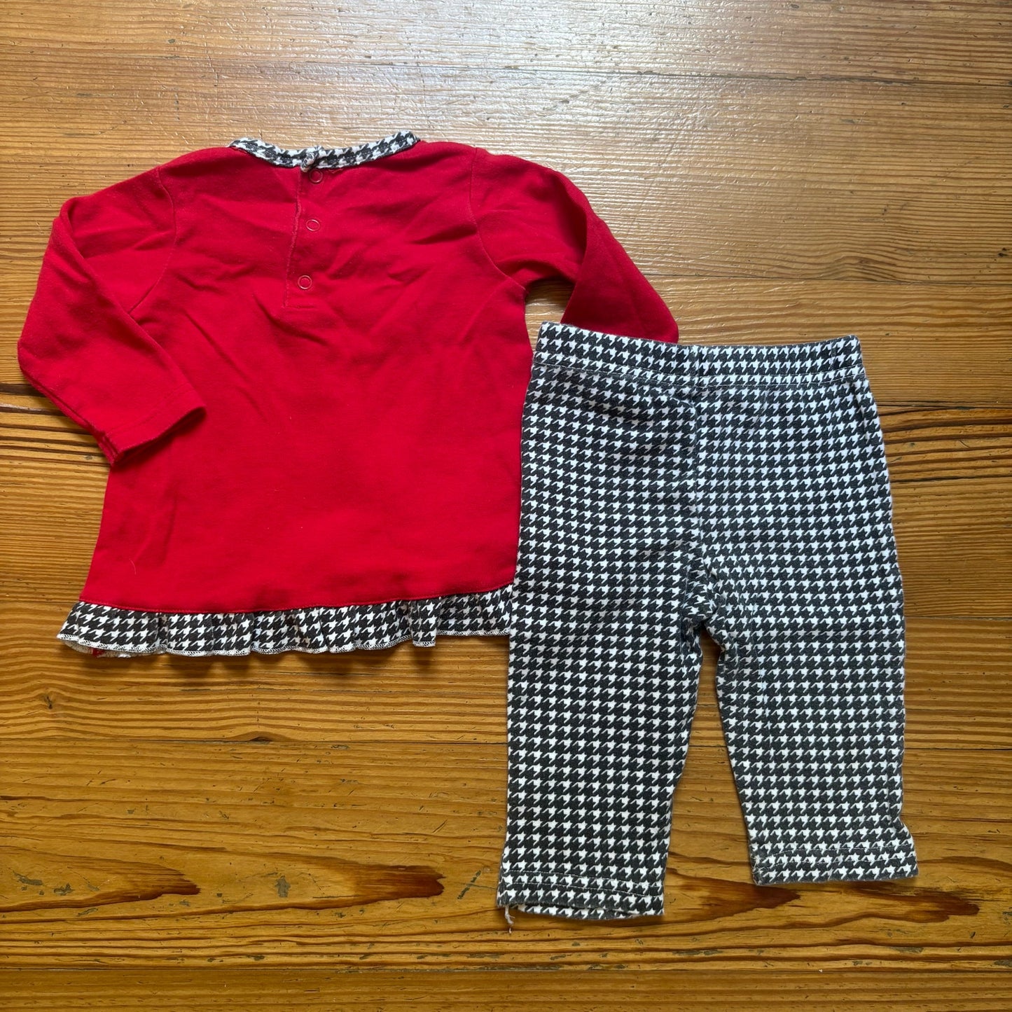Nursery Rhyme vintage 90s red black white plaid scottie dog set SIZE 9M