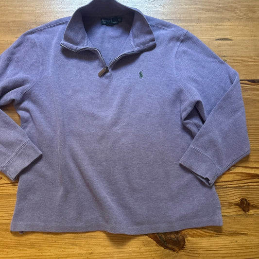 Polo Ralph Lauren light purple green pony quarter zip mens sweater SIZE XL