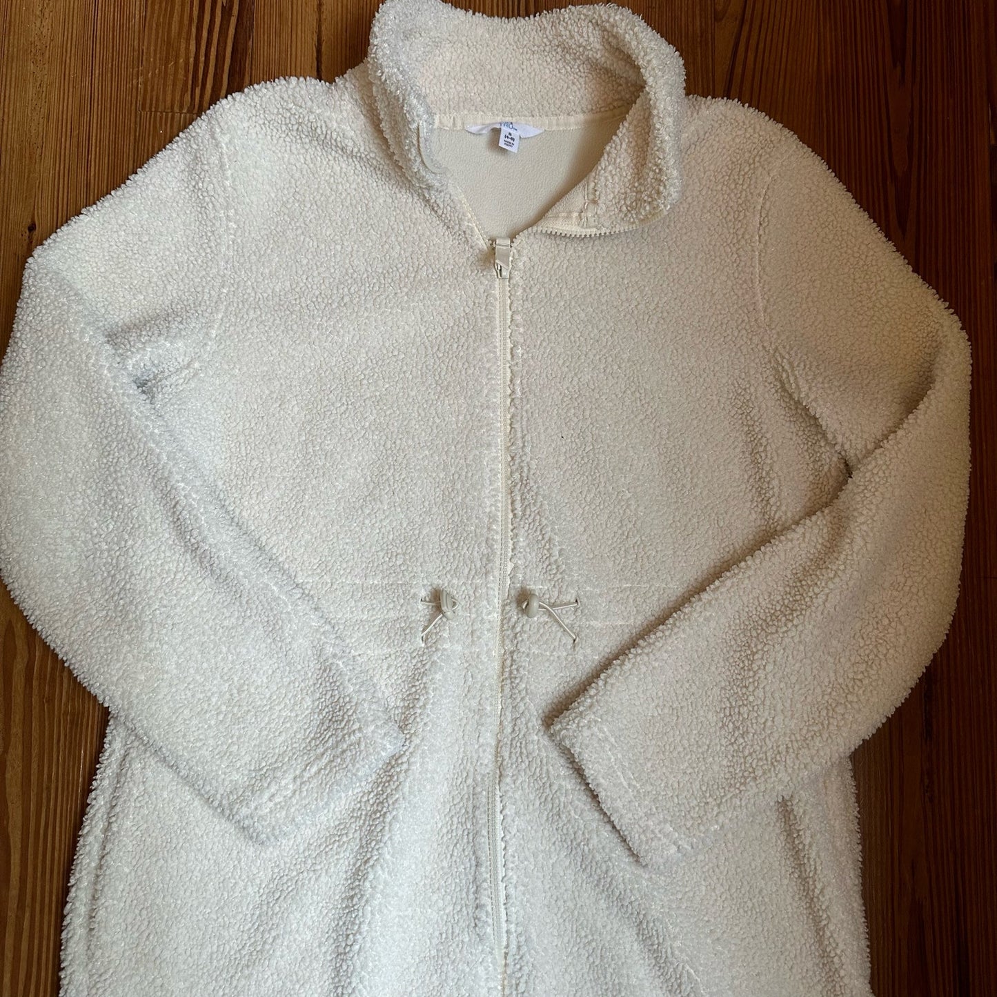 Time and Tru cream fleece tunic adjustable sweater SIZE S