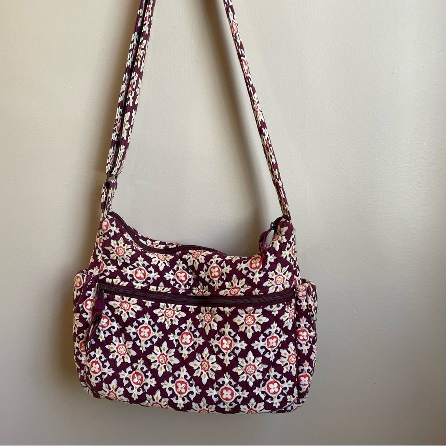 Vera Bradley red purple burgundy floral shoulder bag