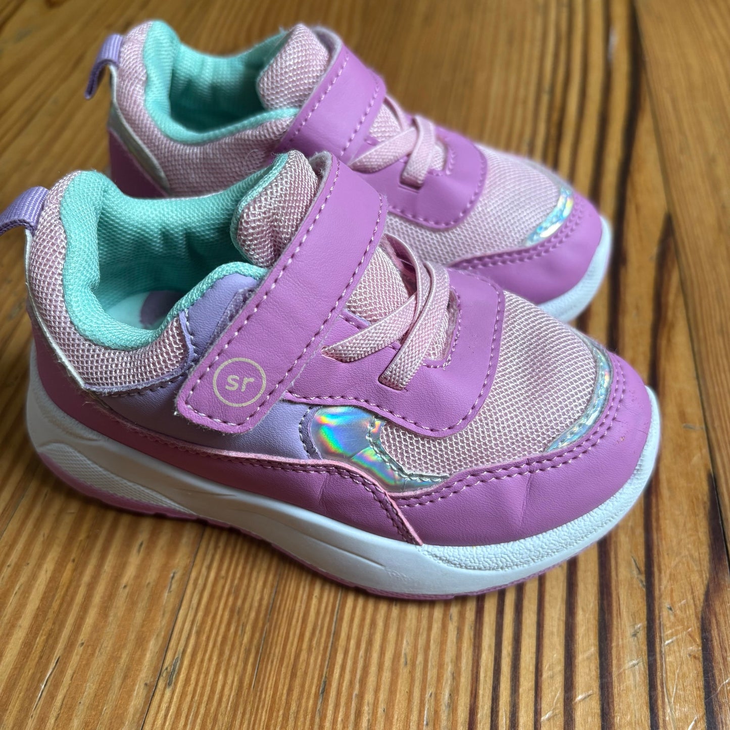 Stride Rite purple pink slip on elastic laces toddler sneakers SIZE 7M