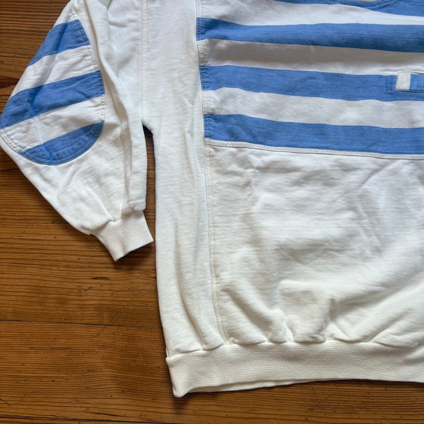 The Wilger Company vintage blue white striped nautical crew sweatshirt SIZE L