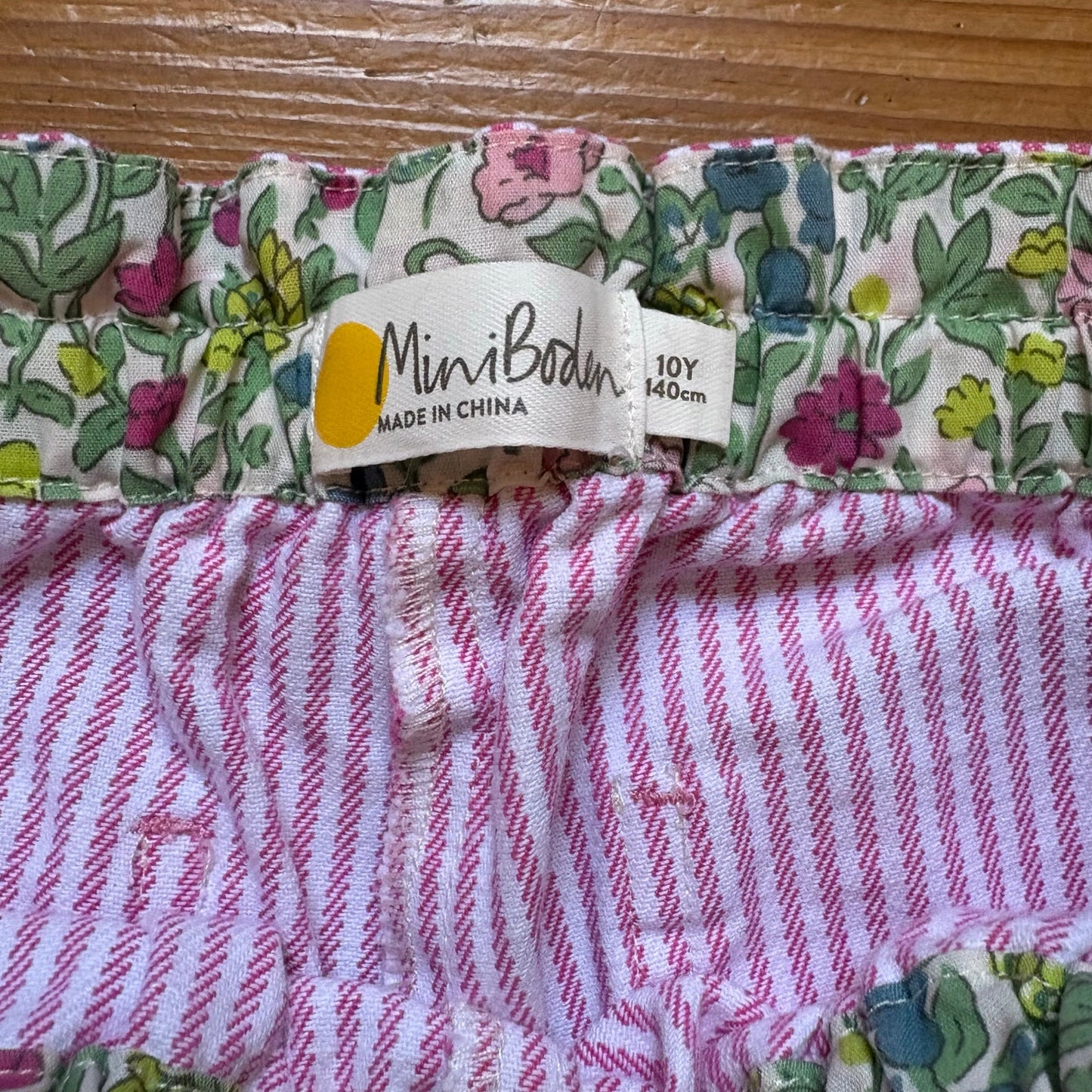 Mini Boden pink white pin striped heart pocket girls pants SIZE 10