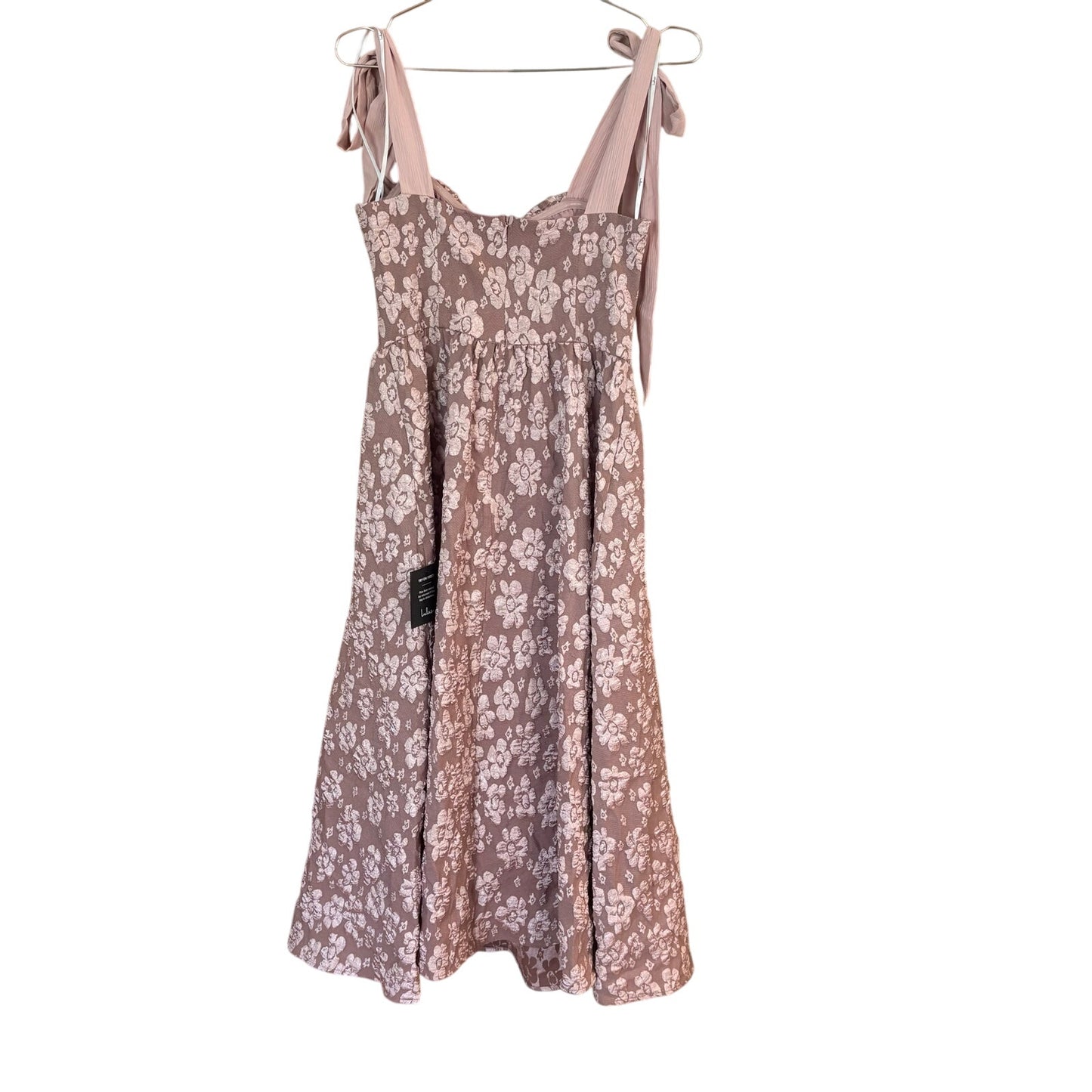 NWT Lulus Bubbly Bliss pink bustier tie strap floral midi dress SIZE S