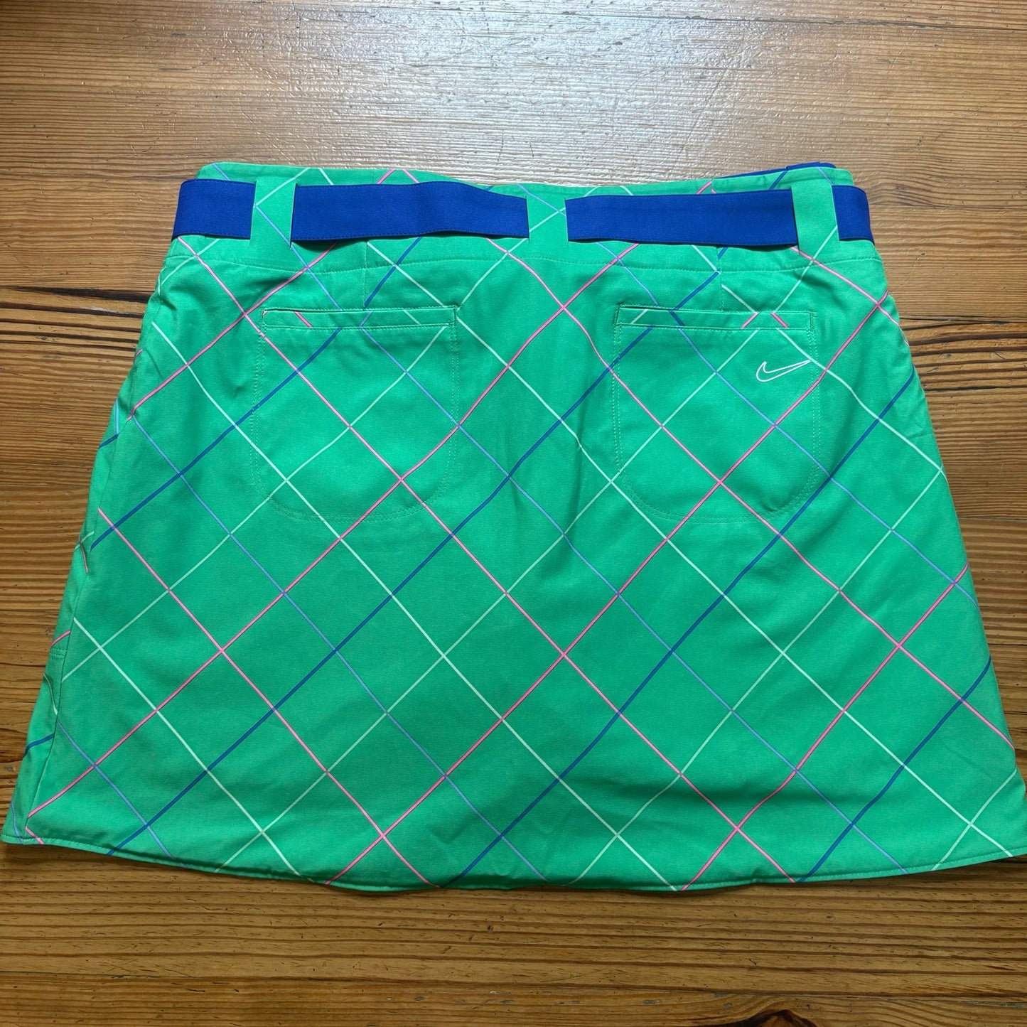Nike Golf green check royal blue reversible womens skort SIZE 10