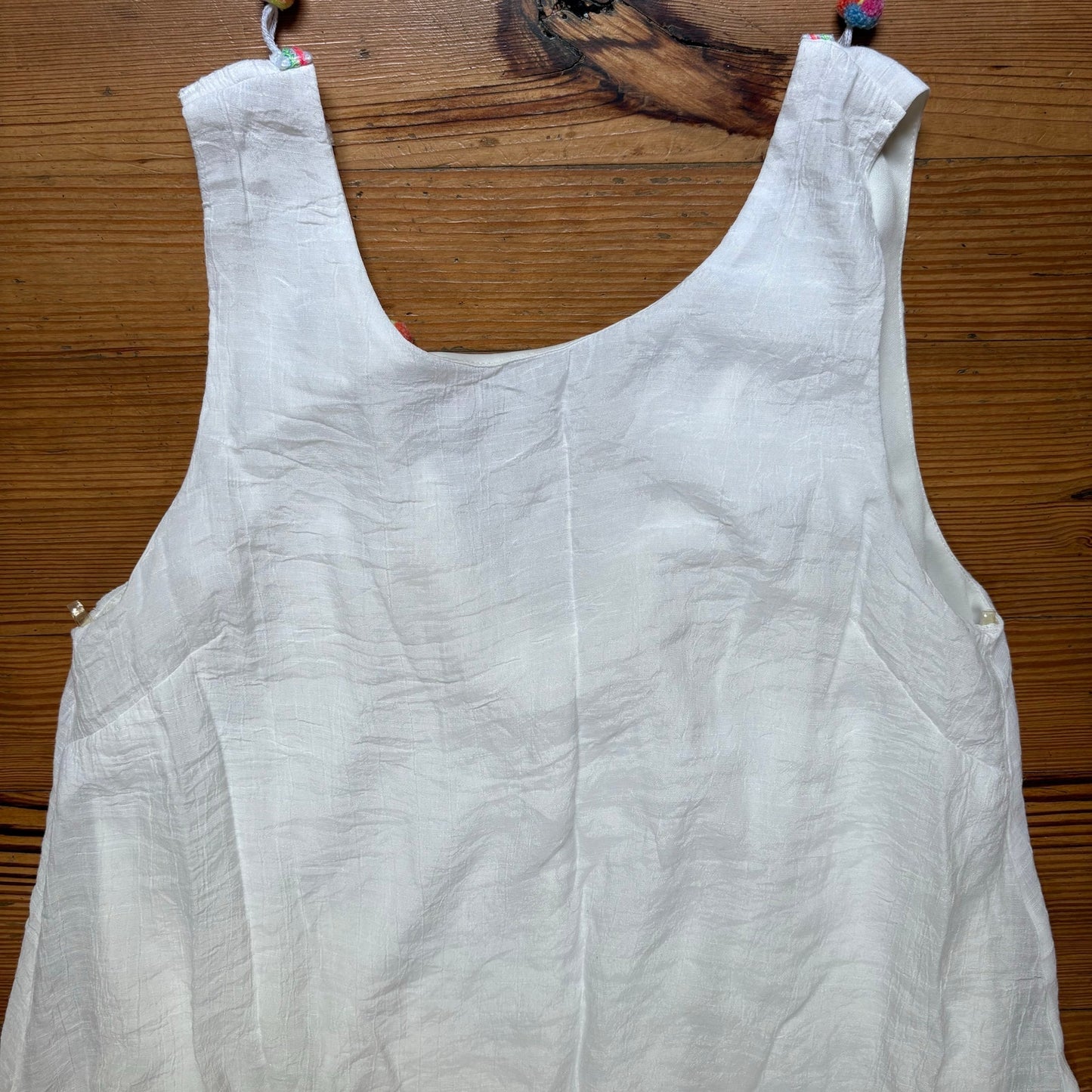 Entro white pom pom low back sleeveless coverup dress SIZE L