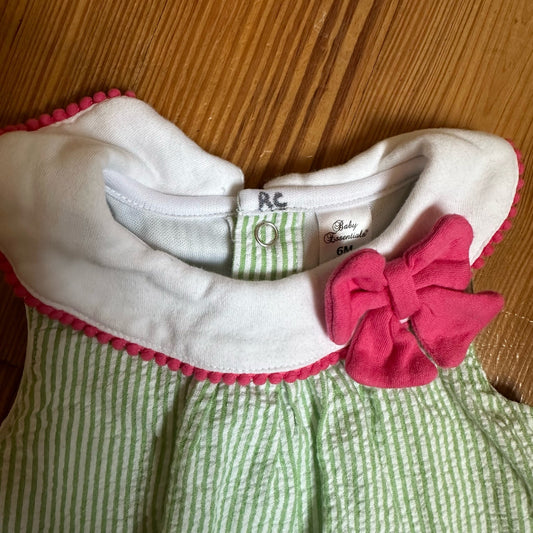 Baby Essentials green pink seersucker watermelon bubble one-piece SIZE 6M