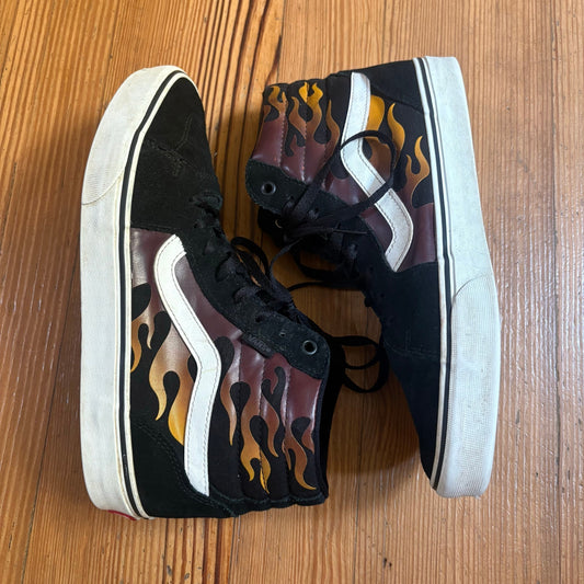 VANS Filmore black suede flame high top lace mens sneakers SIZE 9