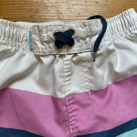 Rugged Butts pink blue white striped elastic waist swim shorts SIZE 5