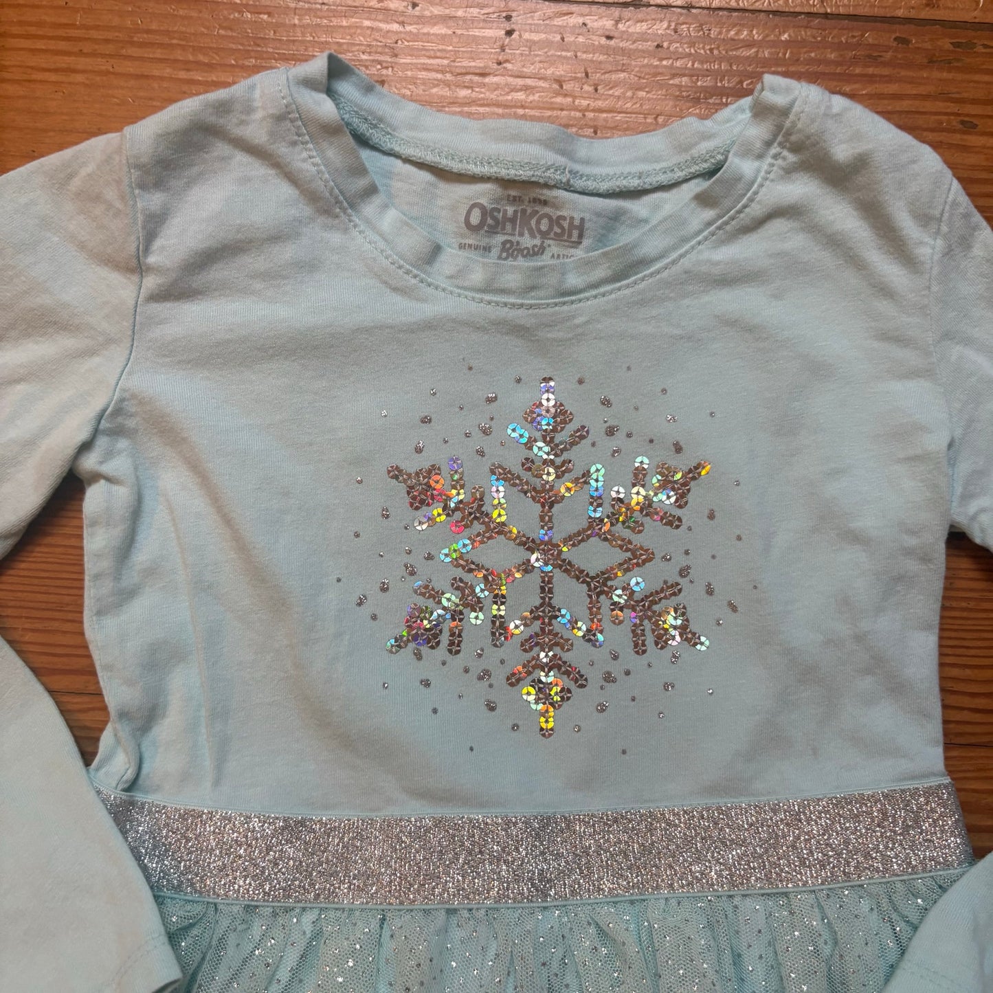 OshKosh B'gosh light blue snowflake tiered long sleeve tutu dress SIZE 3T