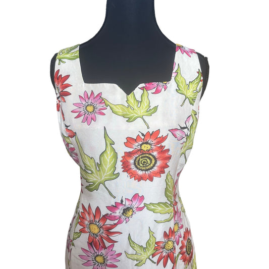 Grace Elements white pink floral sweetheart sleeveless silk dress SIZE 6