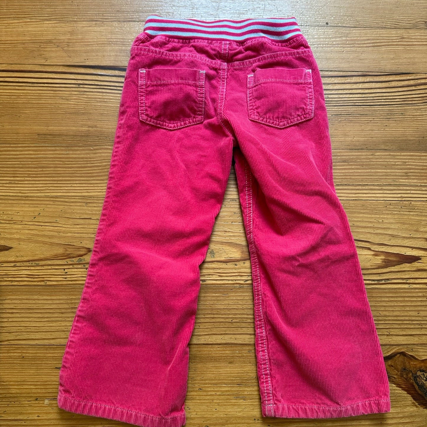 Mini Boden pink gray heart knee corduroy elastic waist flare pants SIZE 4