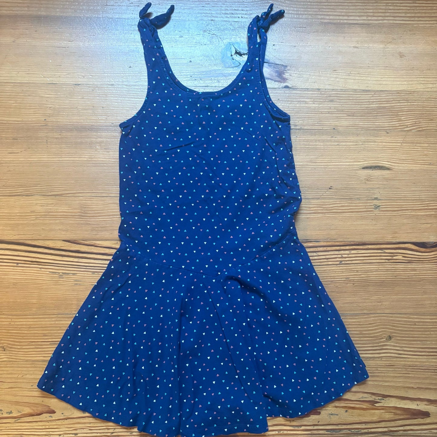 Tea blue colorful triangle geometric sleeveless girls dress SIZE 10