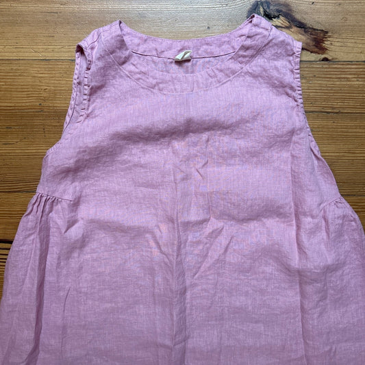 Boutique pink salmon linen tank midi shirt dress SIZE L