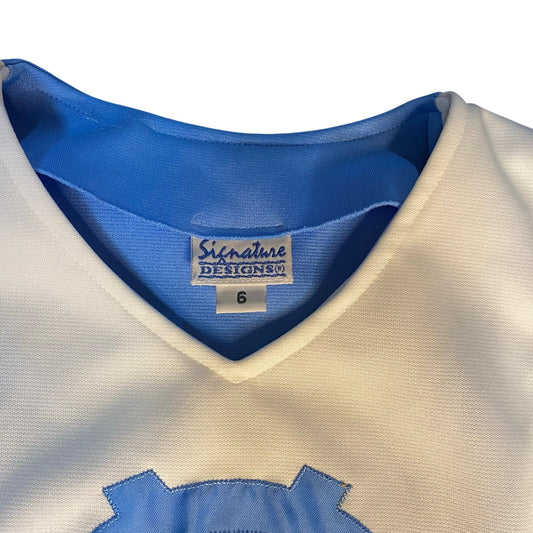Signature North Carolina Tar Heels blue white sleeveless cheer shirt SIZE 6