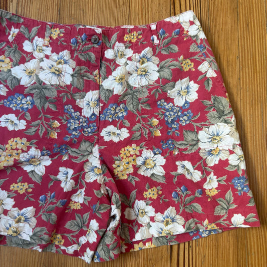 Jones New York 90s red floral linen blend shorts SIZE 12P