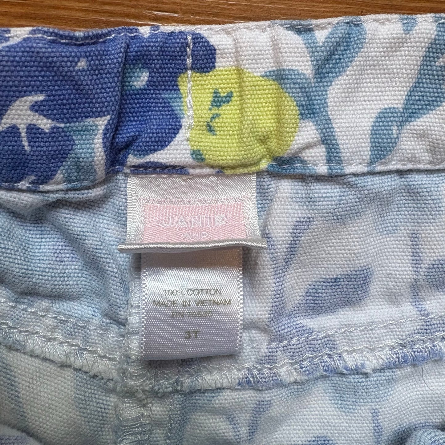 Janie and Jack blue floral adjustable chino toddler cotton shorts SIZE 3T