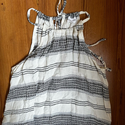 Bella Dahl white black striped linen tank dress SIZE M