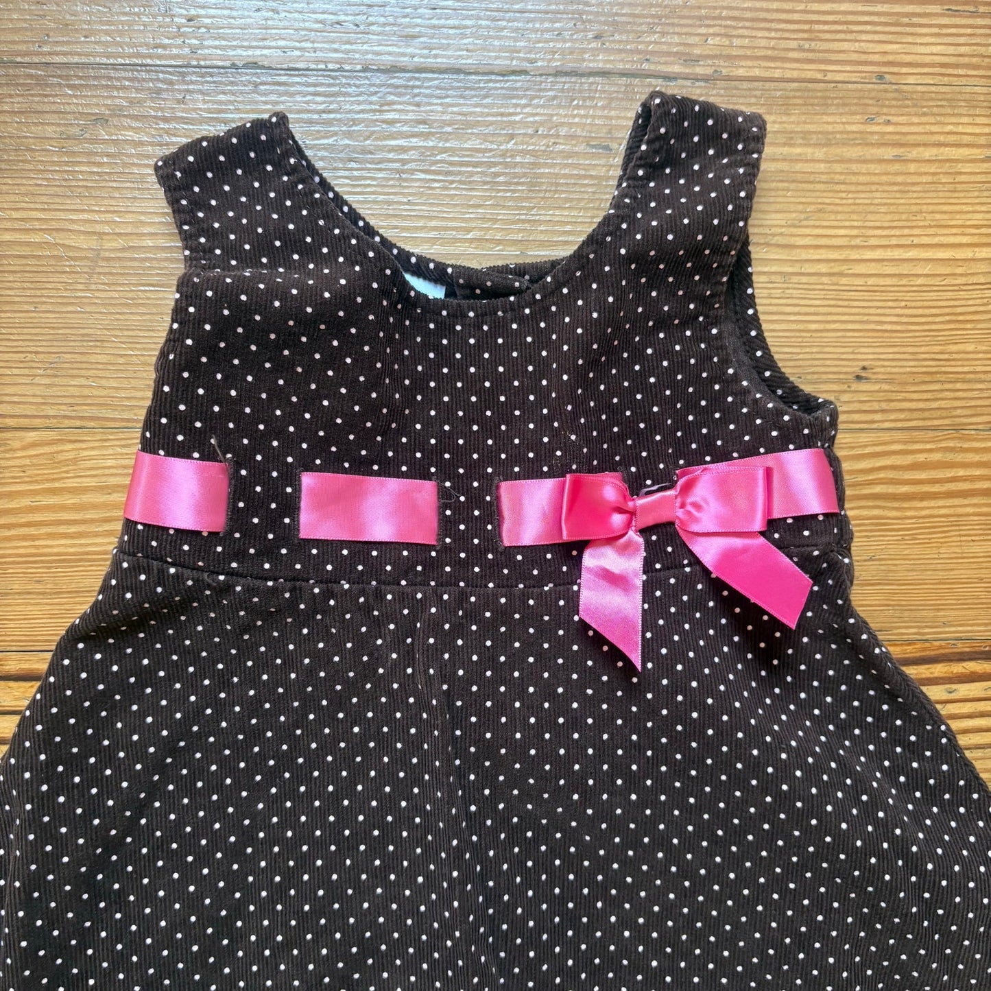 Blueberi Boulevard brown corduroy pink polkadot floral sleeveless dress SIZE 3T