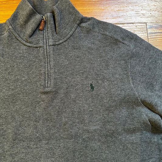 Polo Ralph Lauren dark gray quarter zip sweater SIZE XL