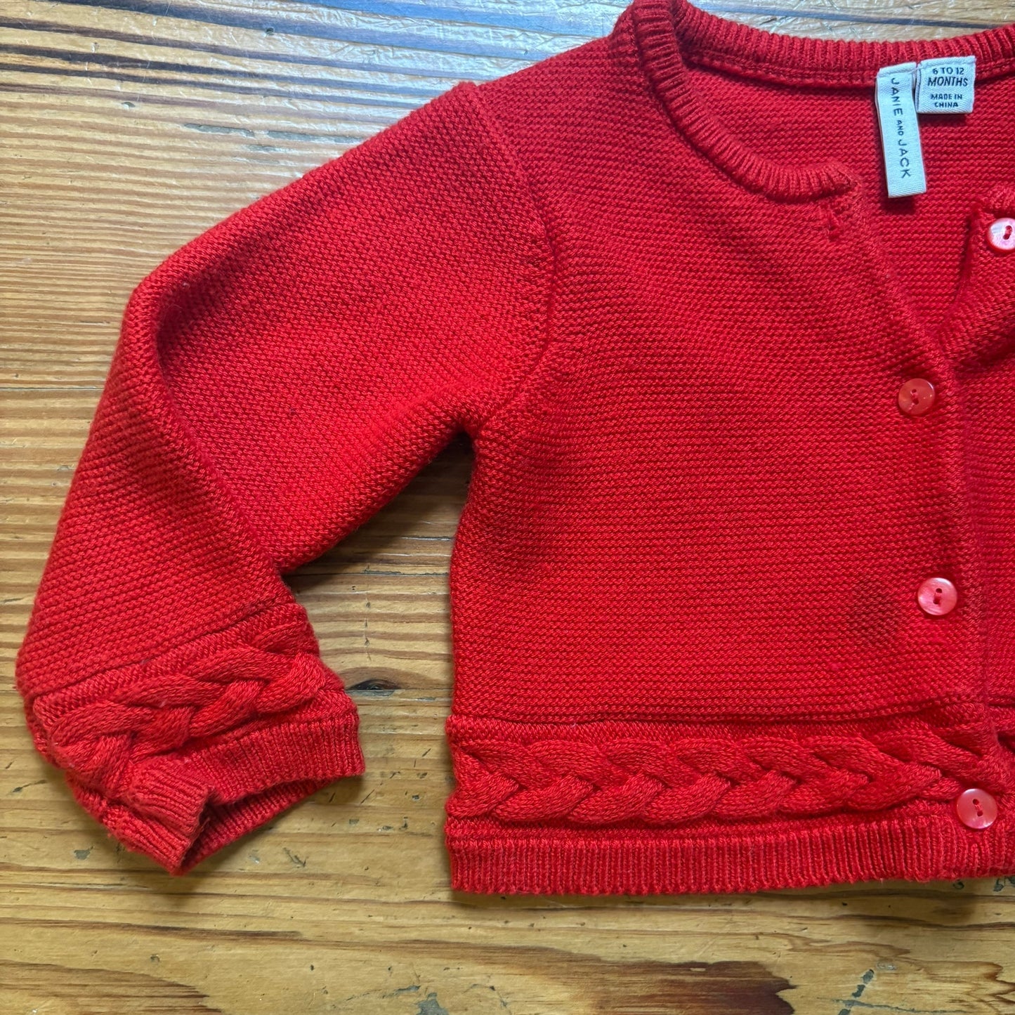 Janie and Jack red knit button up baby cardigan sweater SIZE 6-12