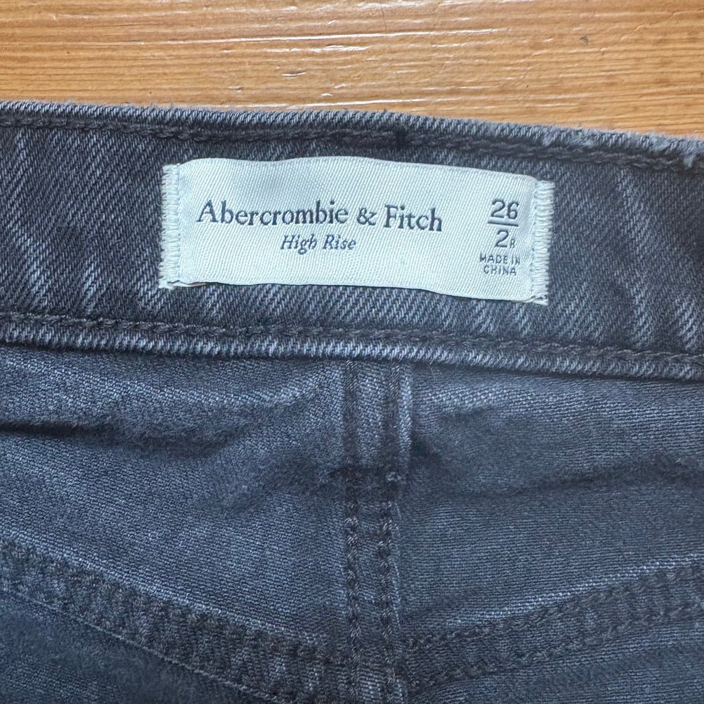 Abercrombie & Fitch black high rise distressed button fly womens jeans SIZE 2