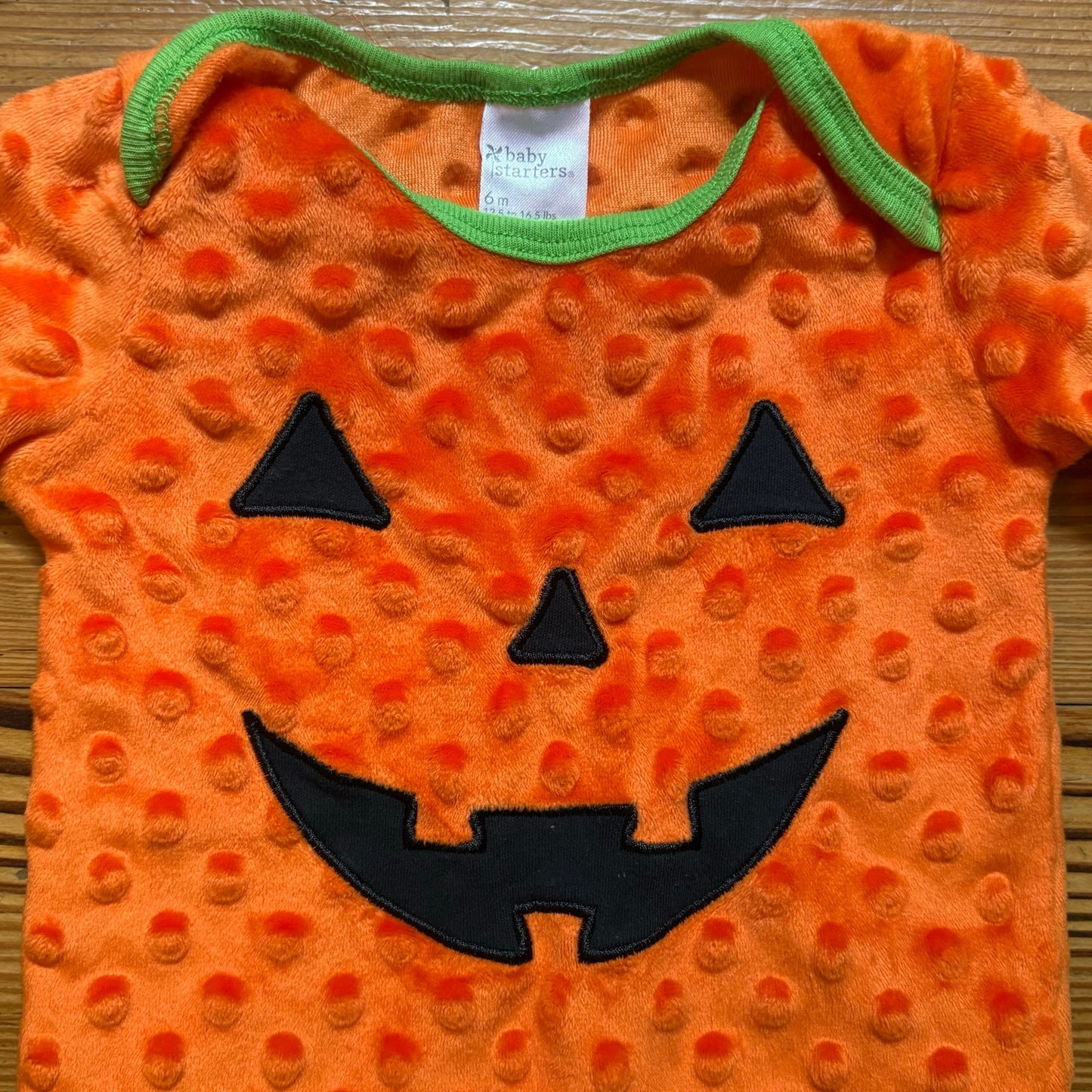 Baby Starters orange Halloween pumpkin popcorn bodysuit SIZE 6M