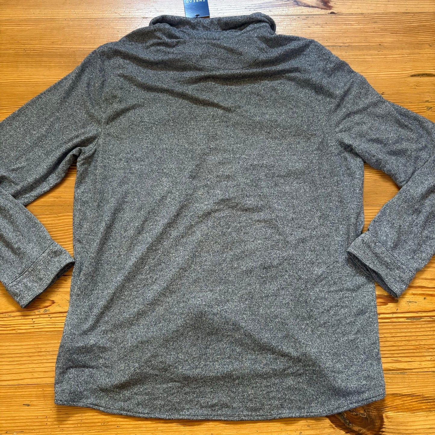 NWT Thread Wave heather gray long sleeve cargo mens polo shirt SIZE L